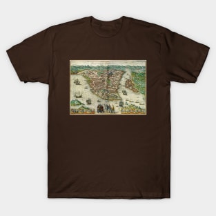 Antique City Map of Constantinople , Istanbul by Braun and Hogenberg T-Shirt